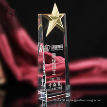 Trofeo de cristal de alta calidad con regalo de cristal de estrella de metal